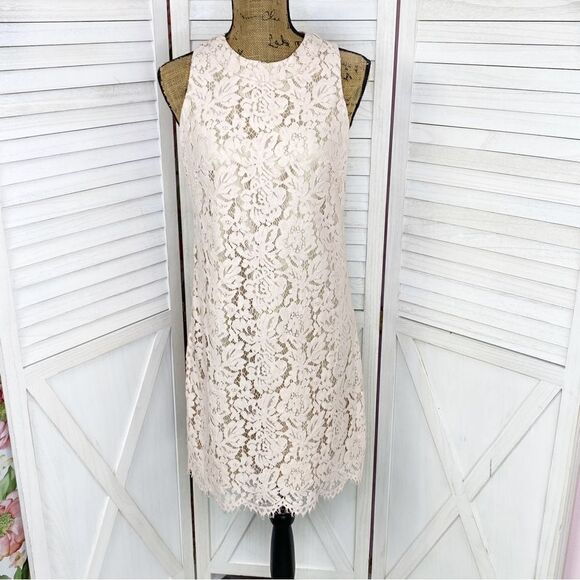 Vince Camuto Floral Lace Open Back Halter Shift Party Dress Blush Pink 4 - Picture 1 of 14